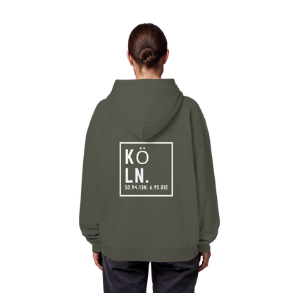 Köln Koordinaten (großer Druck auf dem Rücken) - Organic Oversize Hoodie