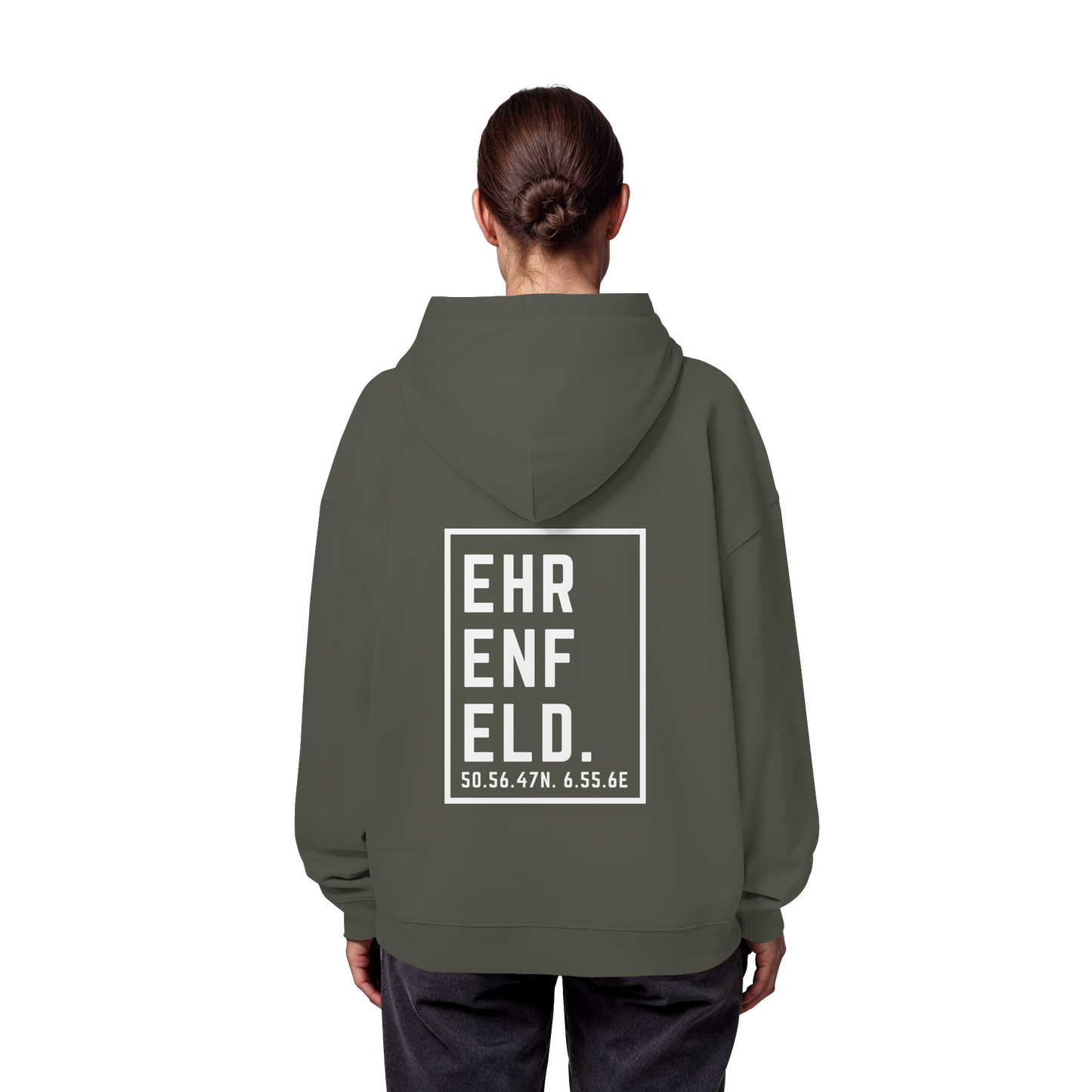 Ehrenfeld Koordinaten (großer Druck auf dem Rücken) - Organic Oversize Hoodie