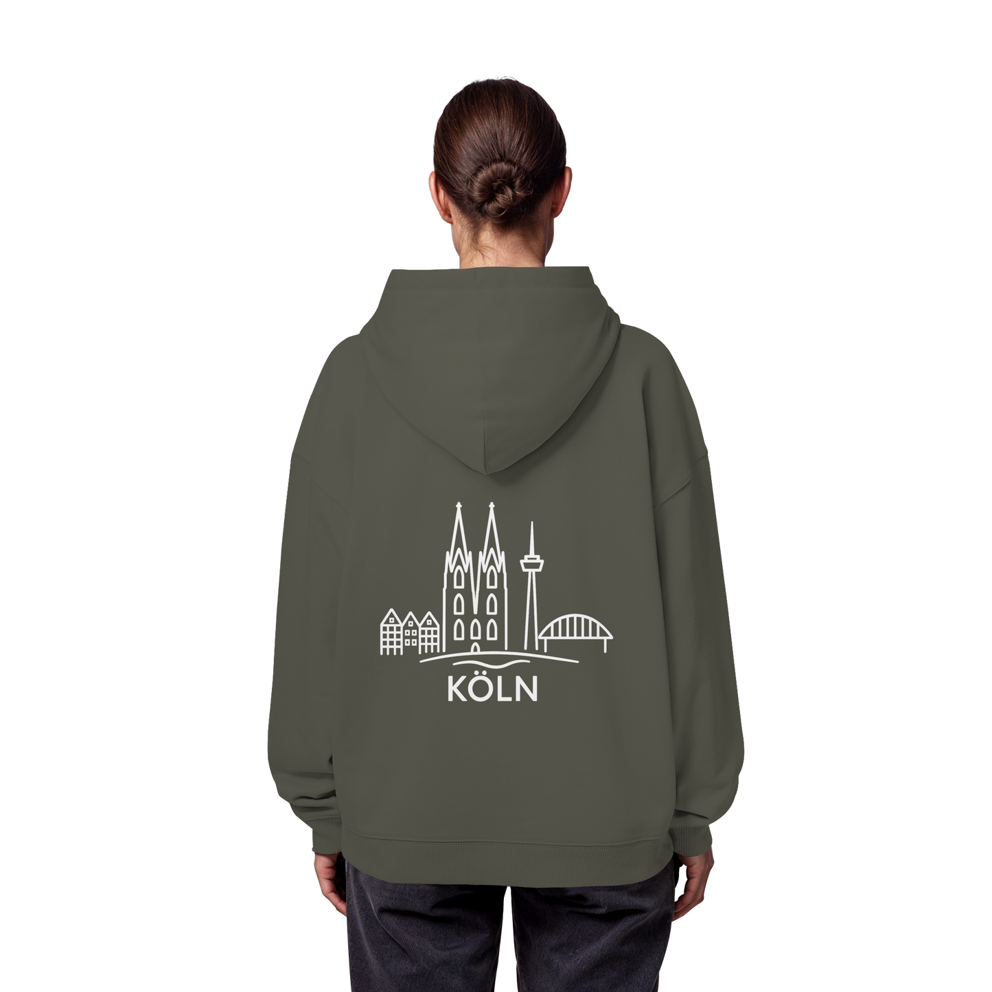 Köln Skyline (großer Druck auf dem Rücken) - Organic Oversize Hoodie
