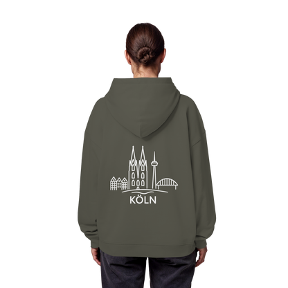 Köln Skyline (großer Druck auf dem Rücken) - Organic Oversize Hoodie