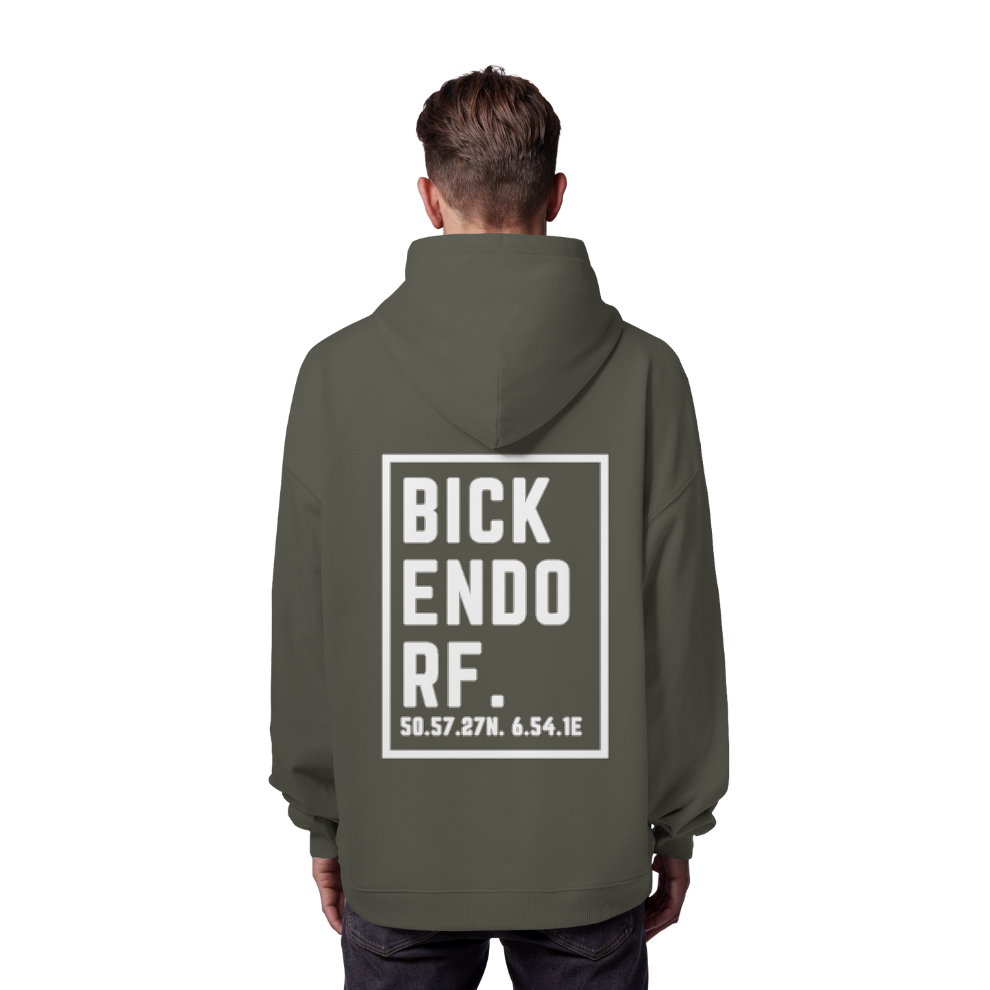 Bickendorf Koordinaten (großer Druck auf dem Rücken) - Organic Oversize Hoodie