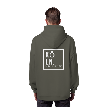 Köln Koordinaten (großer Druck auf dem Rücken) - Organic Oversize Hoodie