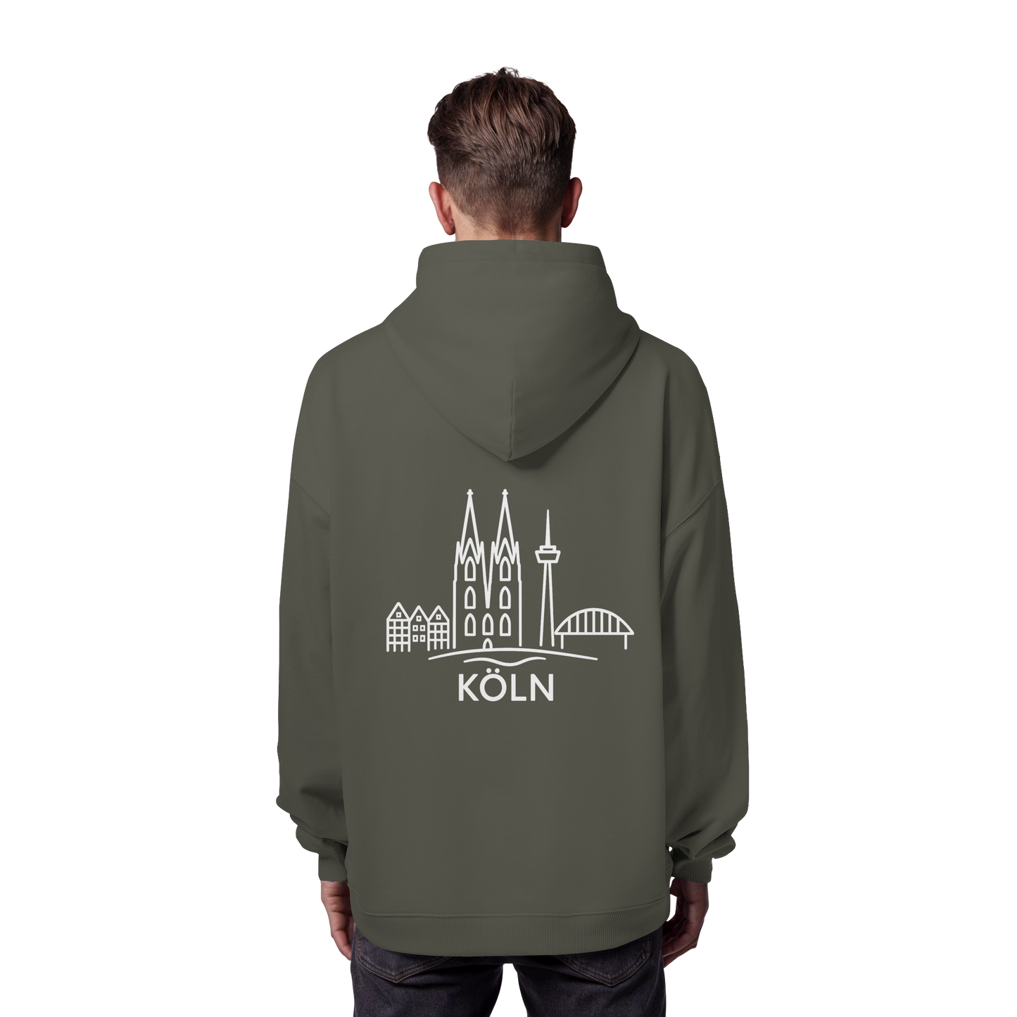 Köln Skyline (großer Druck auf dem Rücken) - Organic Oversize Hoodie
