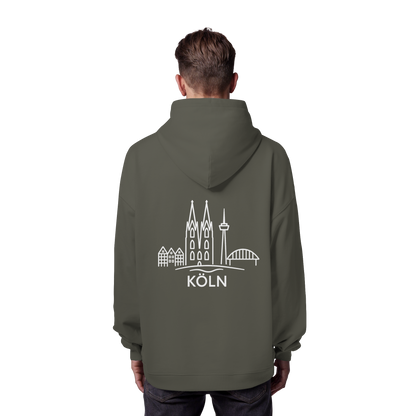 Köln Skyline (großer Druck auf dem Rücken) - Organic Oversize Hoodie