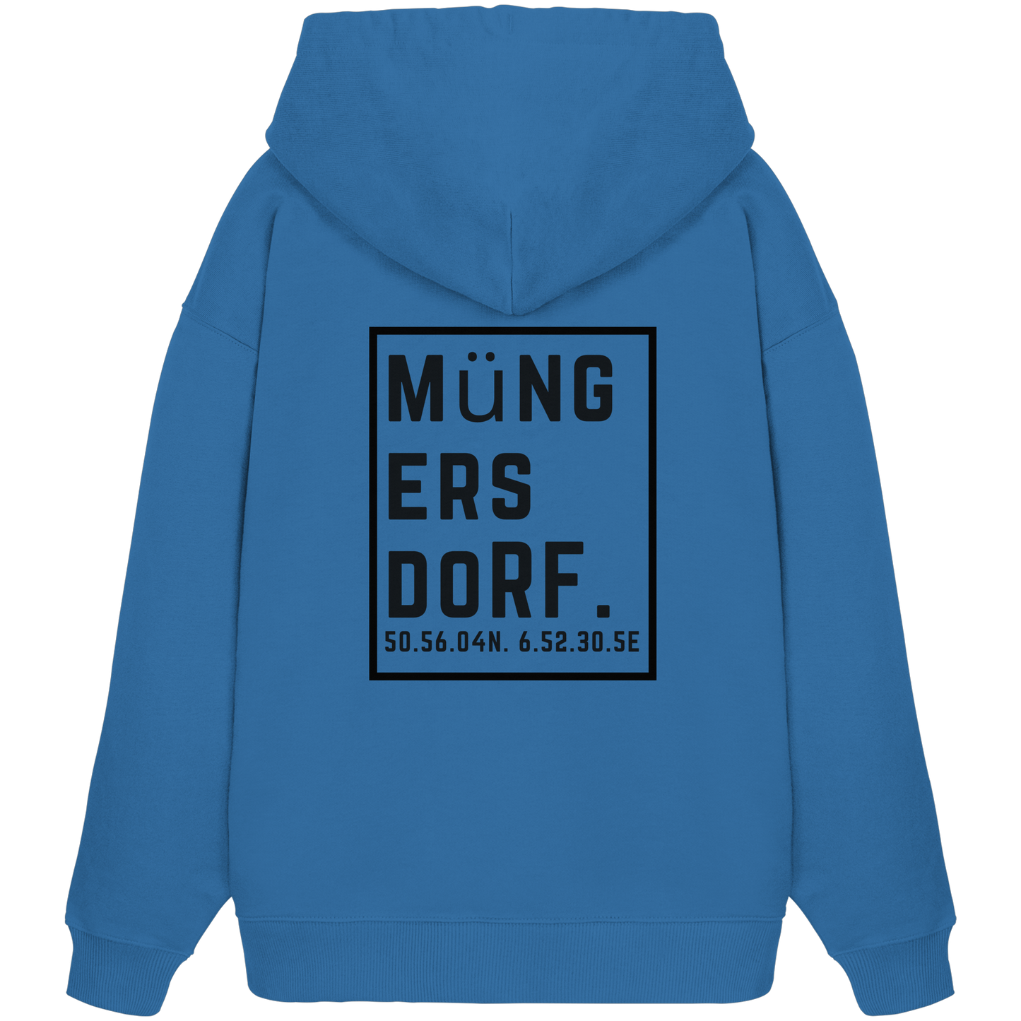 Müngersdorf Koordinaten (großer Druck auf dem Rücken) - Organic Oversize Hoodie