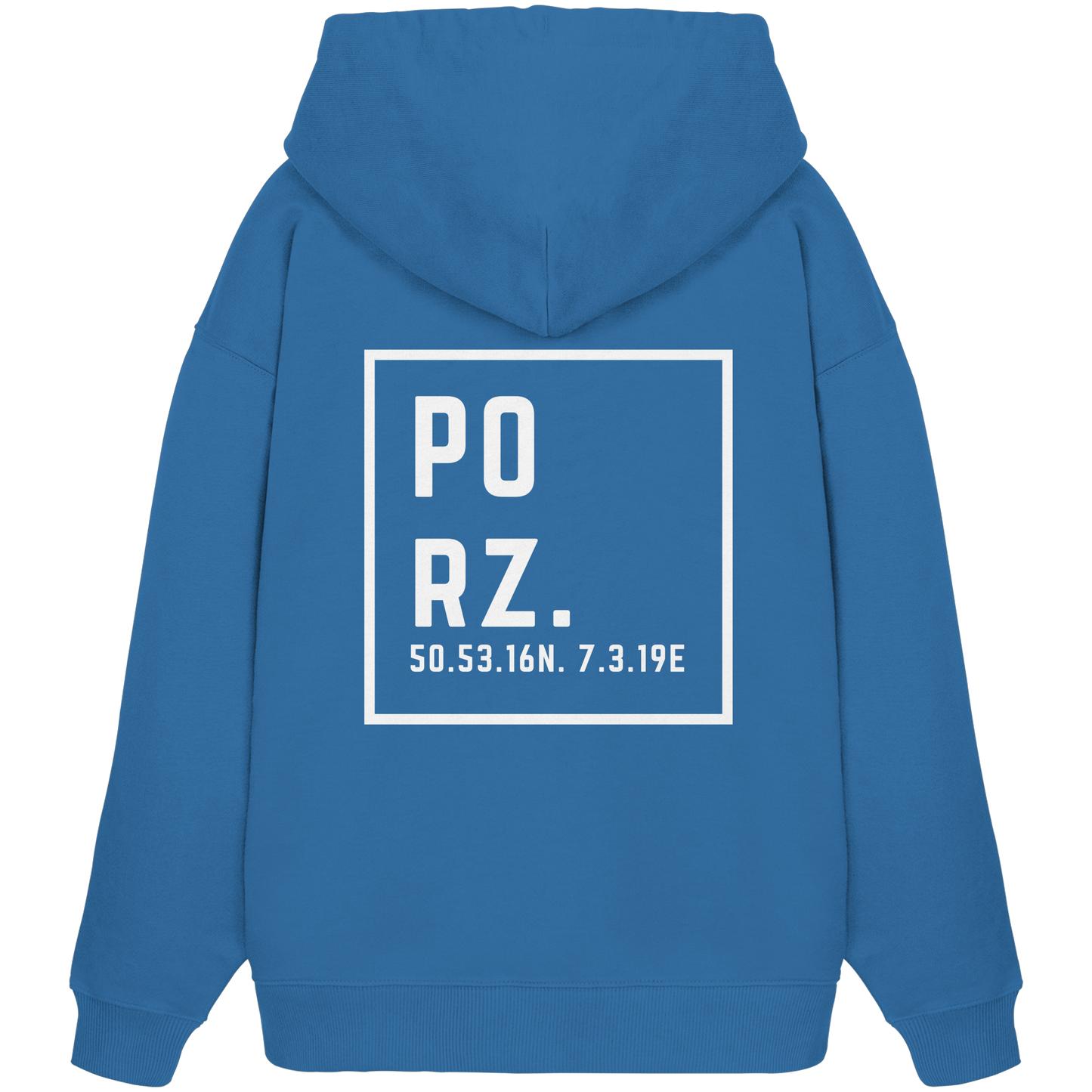 Porz Koordinaten (großer Druck Rücken) - Organic Oversize Hoodie