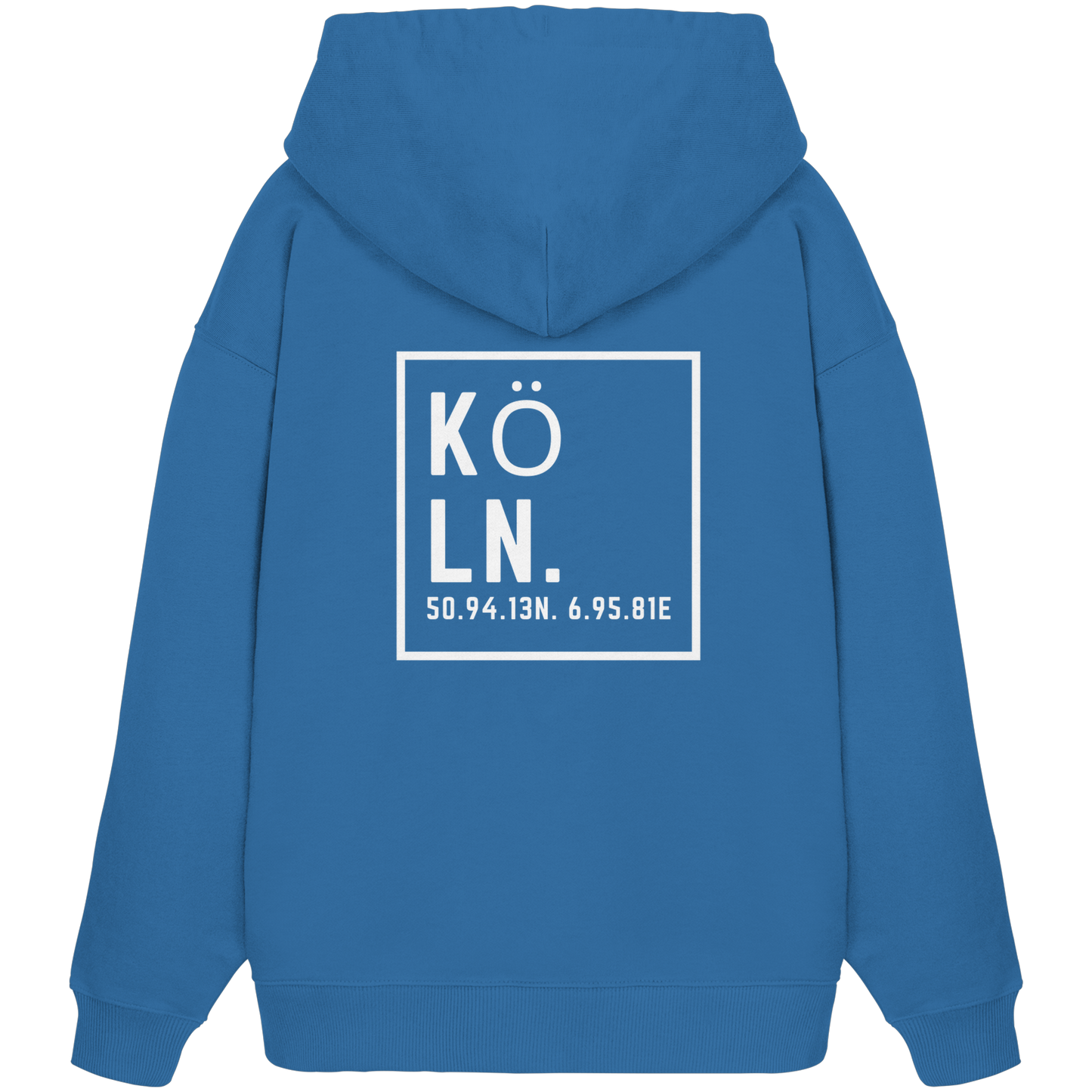 Köln Koordinaten (großer Druck auf dem Rücken) - Organic Oversize Hoodie
