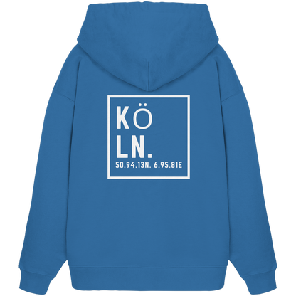 Köln Koordinaten (großer Druck auf dem Rücken) - Organic Oversize Hoodie