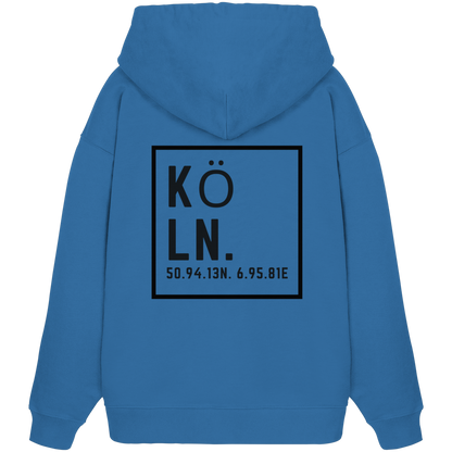 Köln Koordinaten (großer Druck auf dem Rücken) - Organic Oversize Hoodie