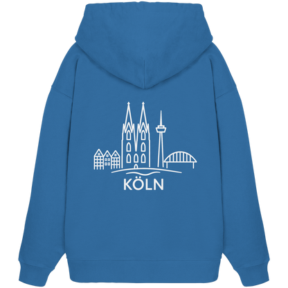 Köln Skyline (großer Druck auf dem Rücken) - Organic Oversize Hoodie