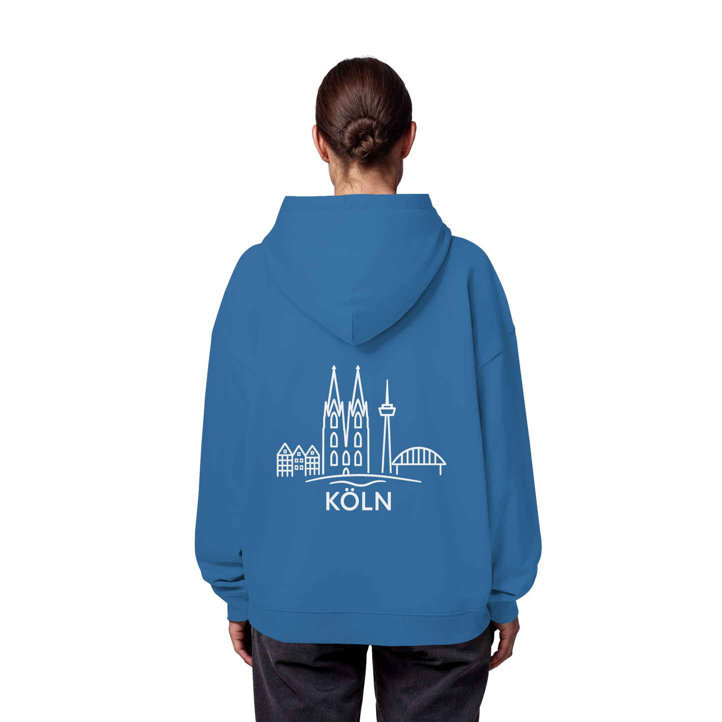 Köln Skyline (großer Druck auf dem Rücken) - Organic Oversize Hoodie