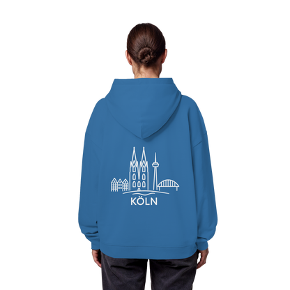 Köln Skyline (großer Druck auf dem Rücken) - Organic Oversize Hoodie
