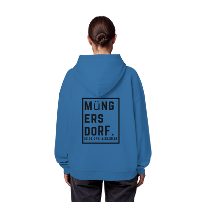 Müngersdorf Koordinaten (großer Druck auf dem Rücken) - Organic Oversize Hoodie