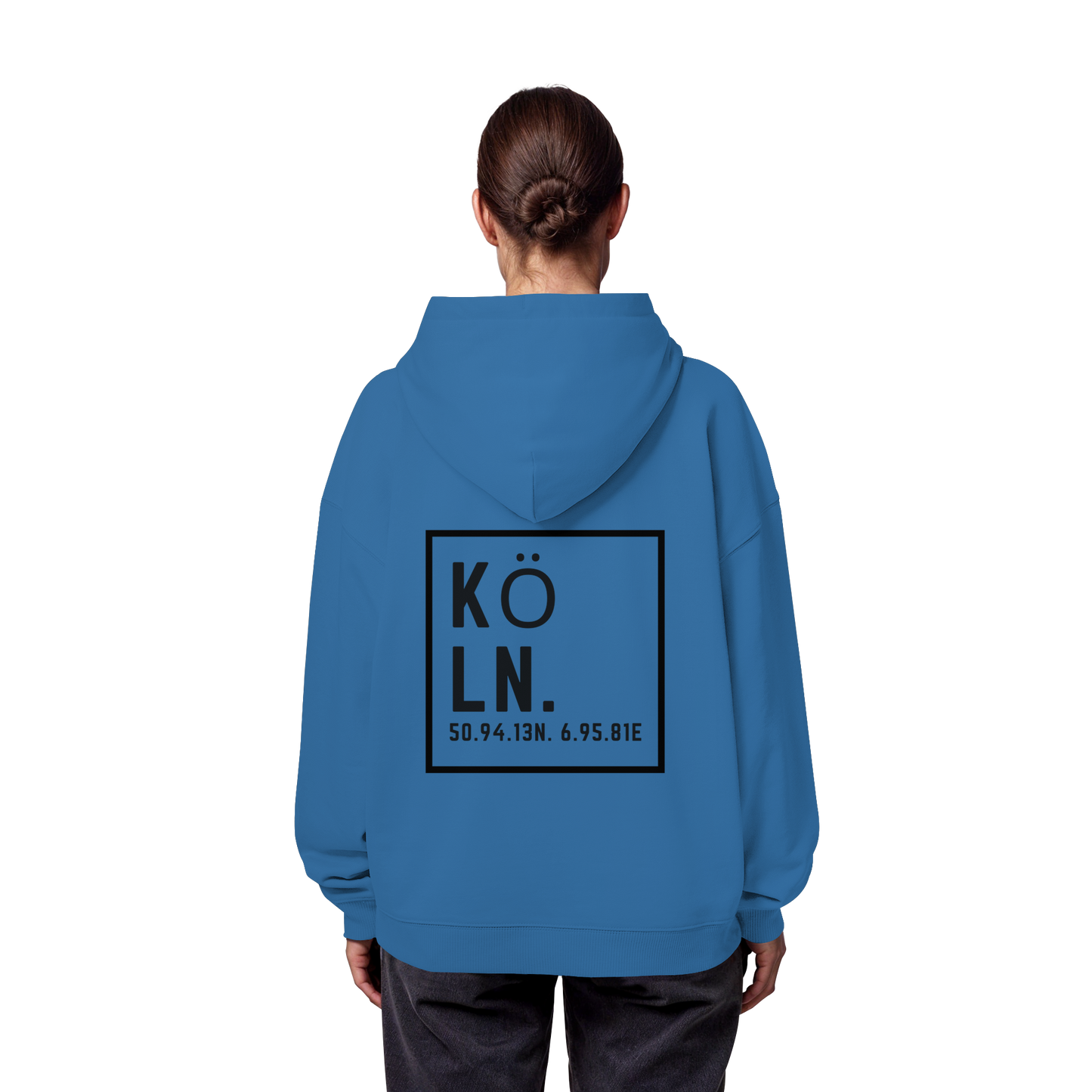 Köln Koordinaten (großer Druck auf dem Rücken) - Organic Oversize Hoodie