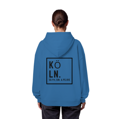 Köln Koordinaten (großer Druck auf dem Rücken) - Organic Oversize Hoodie