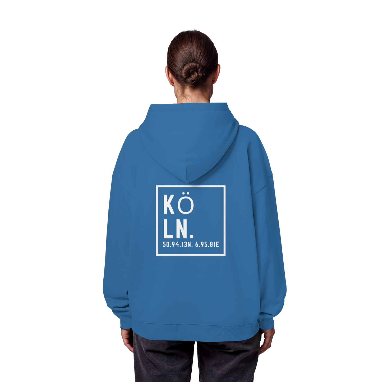 Köln Koordinaten (großer Druck auf dem Rücken) - Organic Oversize Hoodie