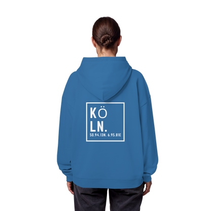Köln Koordinaten (großer Druck auf dem Rücken) - Organic Oversize Hoodie
