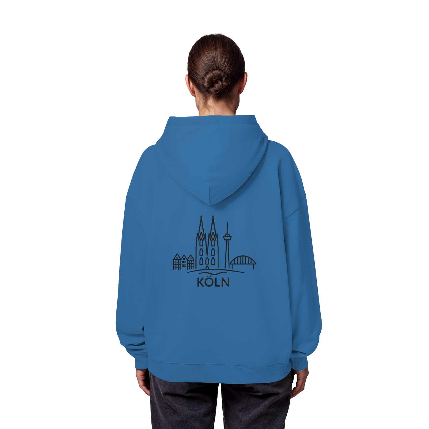 Köln Skyline (großer Druck auf dem Rücken) - Organic Oversize Hoodie