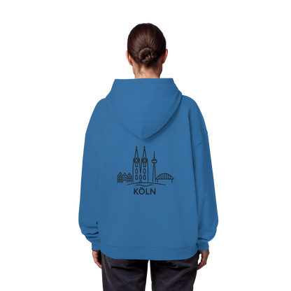 Köln Skyline (großer Druck auf dem Rücken) - Organic Oversize Hoodie