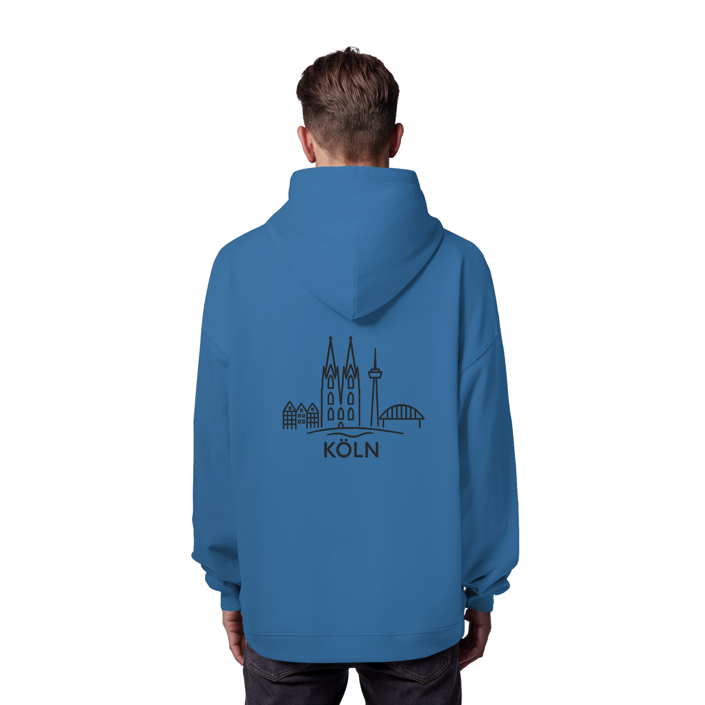 Köln Skyline (großer Druck auf dem Rücken) - Organic Oversize Hoodie