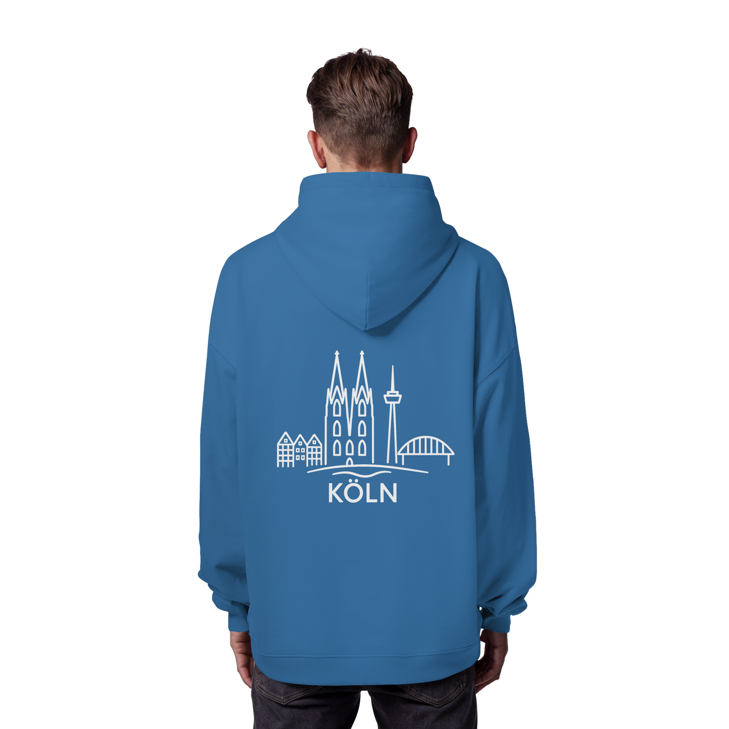 Köln Skyline (großer Druck auf dem Rücken) - Organic Oversize Hoodie