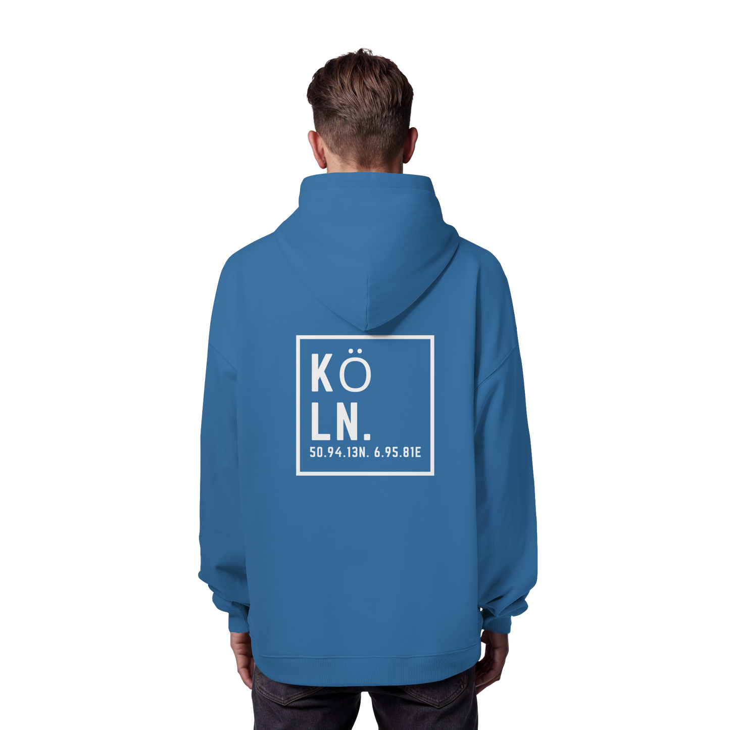 Köln Koordinaten (großer Druck auf dem Rücken) - Organic Oversize Hoodie