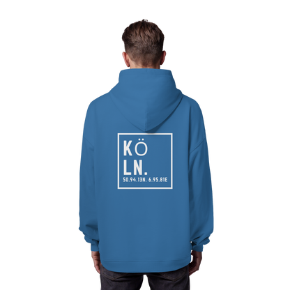 Köln Koordinaten (großer Druck auf dem Rücken) - Organic Oversize Hoodie
