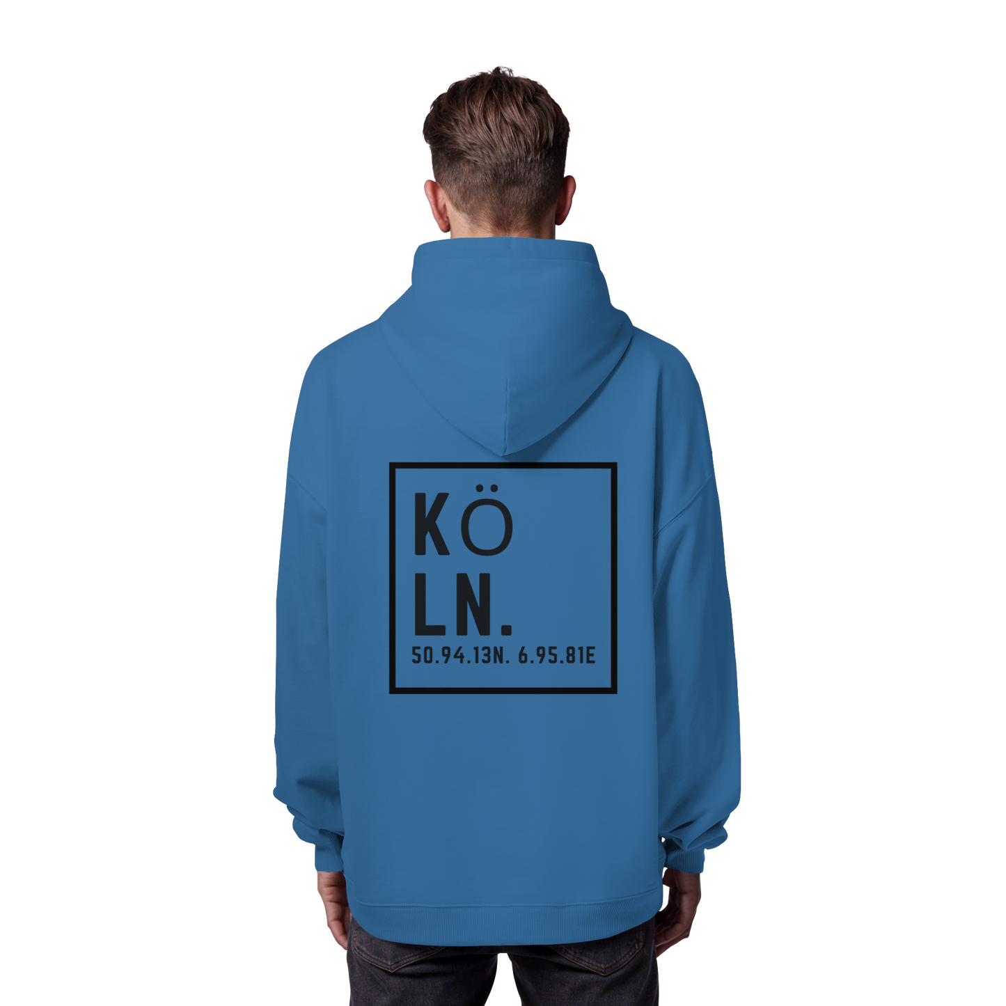 Köln Koordinaten (großer Druck auf dem Rücken) - Organic Oversize Hoodie