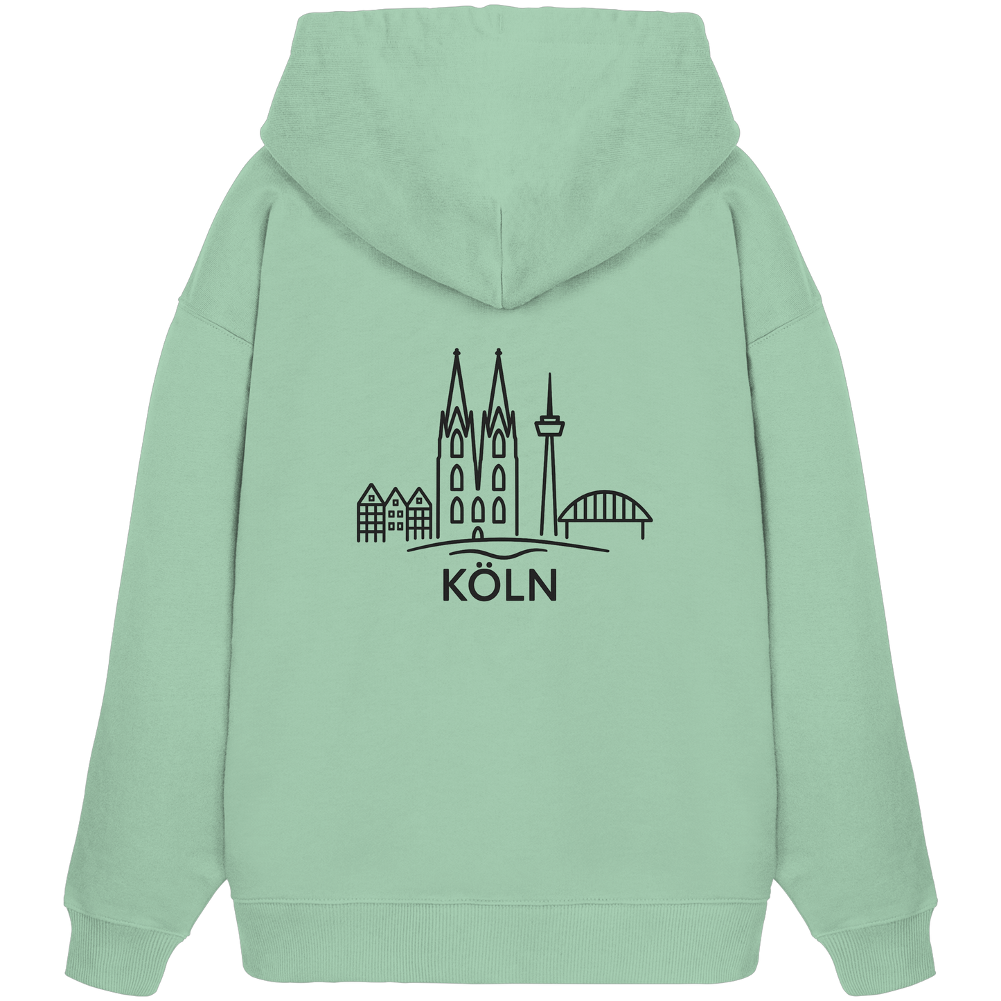 Köln Skyline (großer Druck auf dem Rücken) - Organic Oversize Hoodie