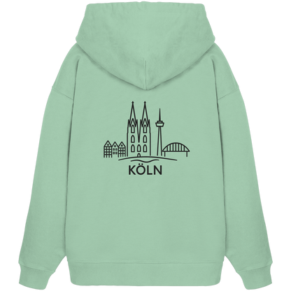 Köln Skyline (großer Druck auf dem Rücken) - Organic Oversize Hoodie