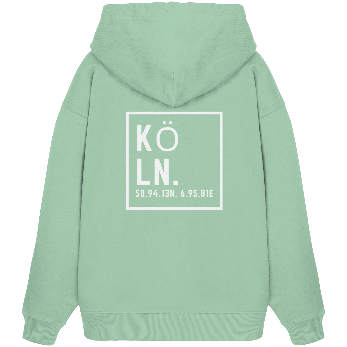 Köln Koordinaten (großer Druck auf dem Rücken) - Organic Oversize Hoodie