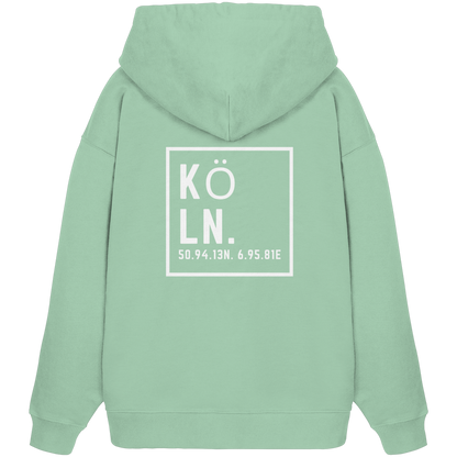 Köln Koordinaten (großer Druck auf dem Rücken) - Organic Oversize Hoodie