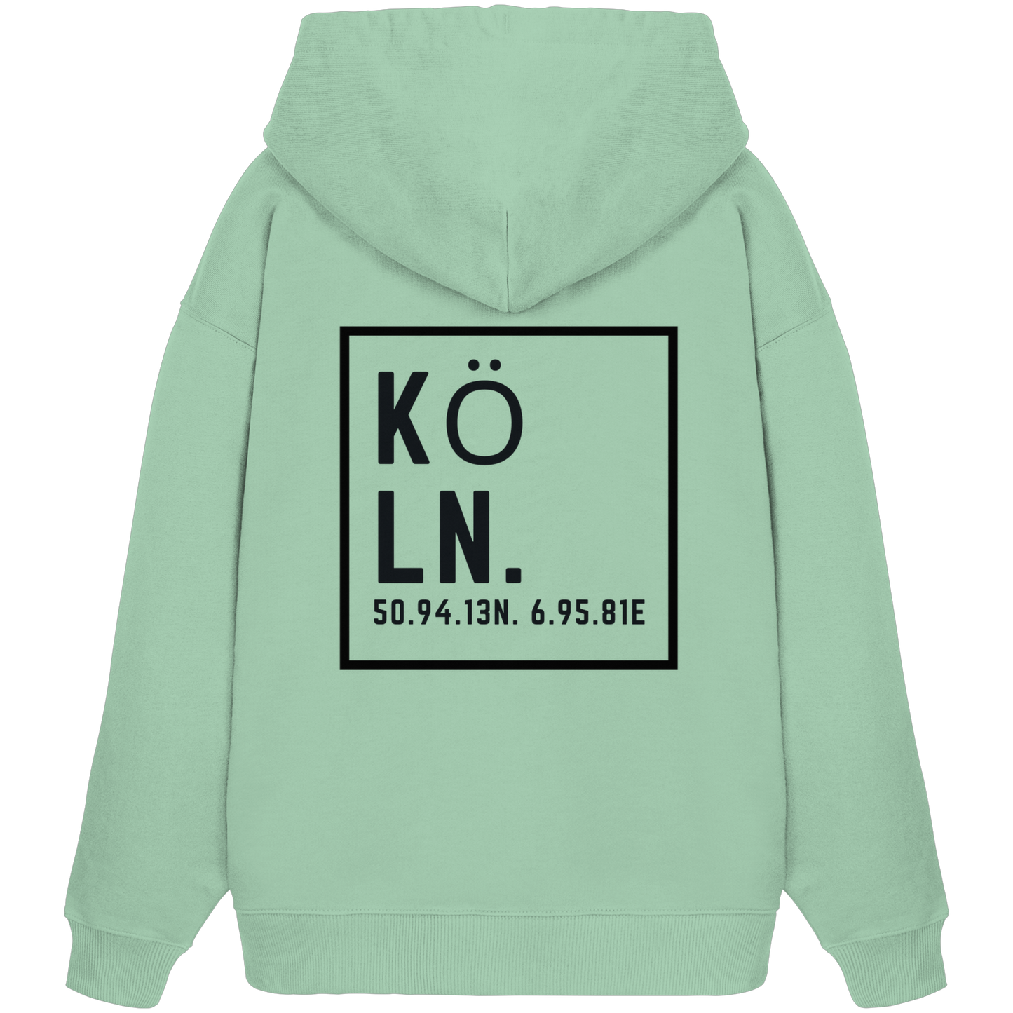 Köln Koordinaten (großer Druck auf dem Rücken) - Organic Oversize Hoodie