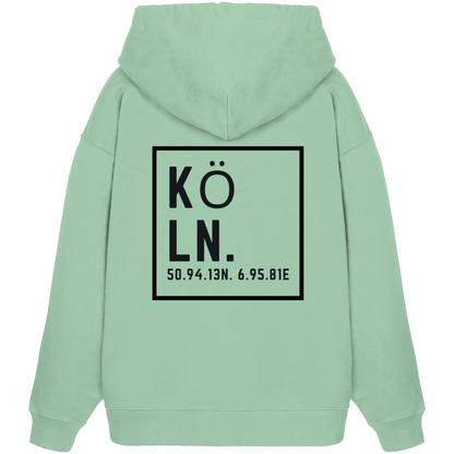 Köln Koordinaten (großer Druck auf dem Rücken) - Organic Oversize Hoodie
