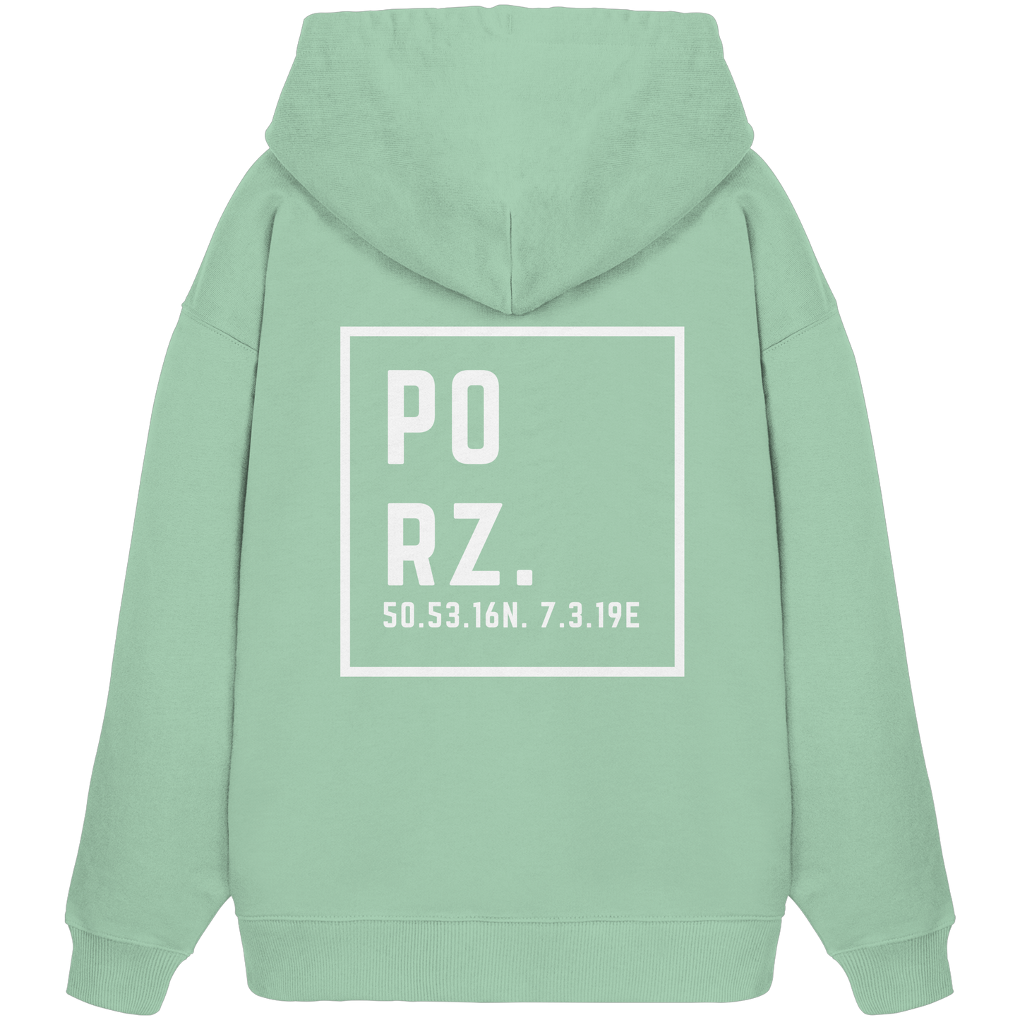 Porz Koordinaten (großer Druck Rücken) - Organic Oversize Hoodie