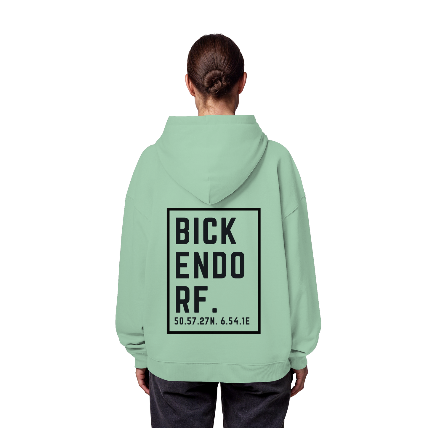 Bickendorf Koordinaten (großer Druck auf dem Rücken) - Organic Oversize Hoodie