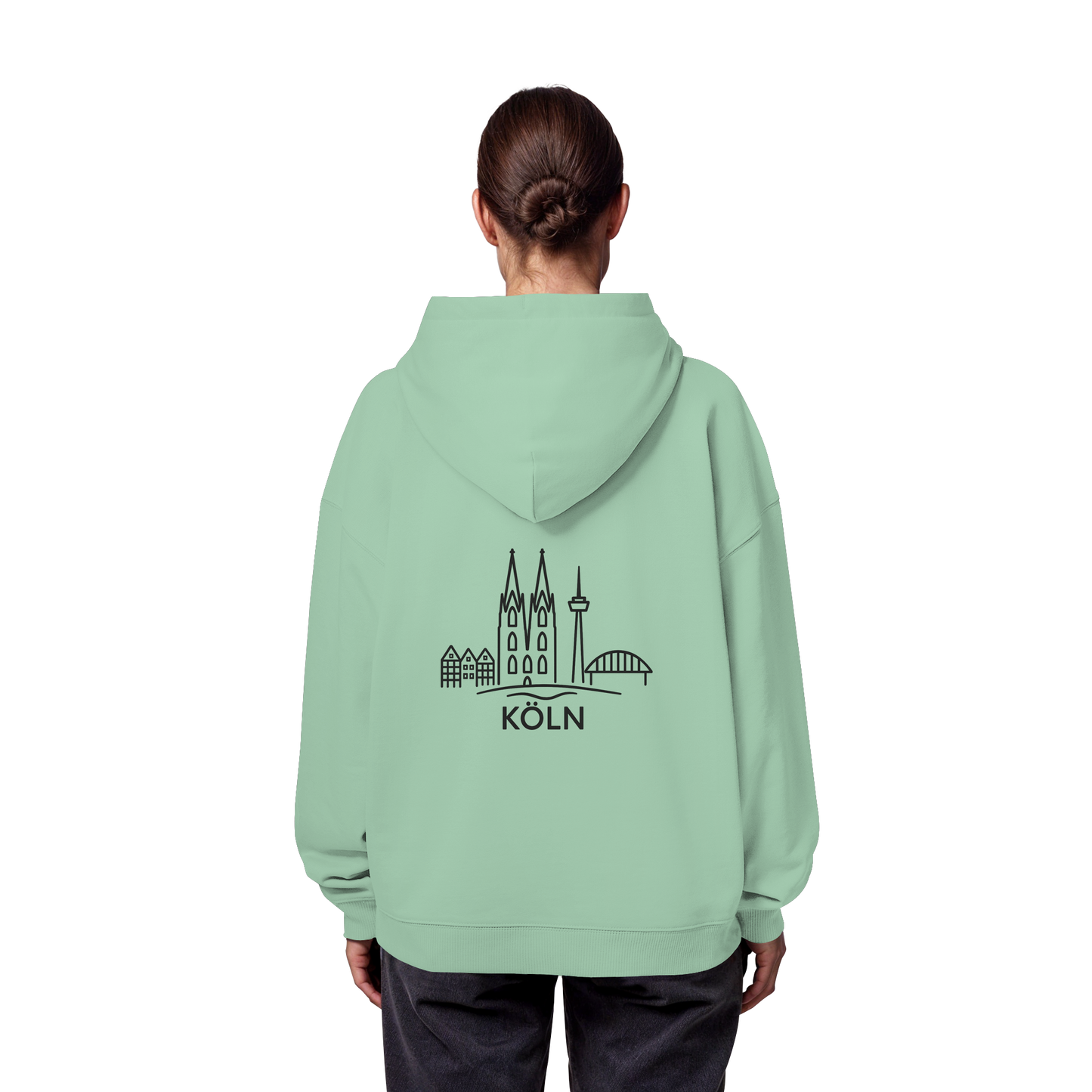 Köln Skyline (großer Druck auf dem Rücken) - Organic Oversize Hoodie