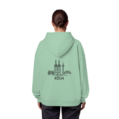 Köln Skyline (großer Druck auf dem Rücken) - Organic Oversize Hoodie
