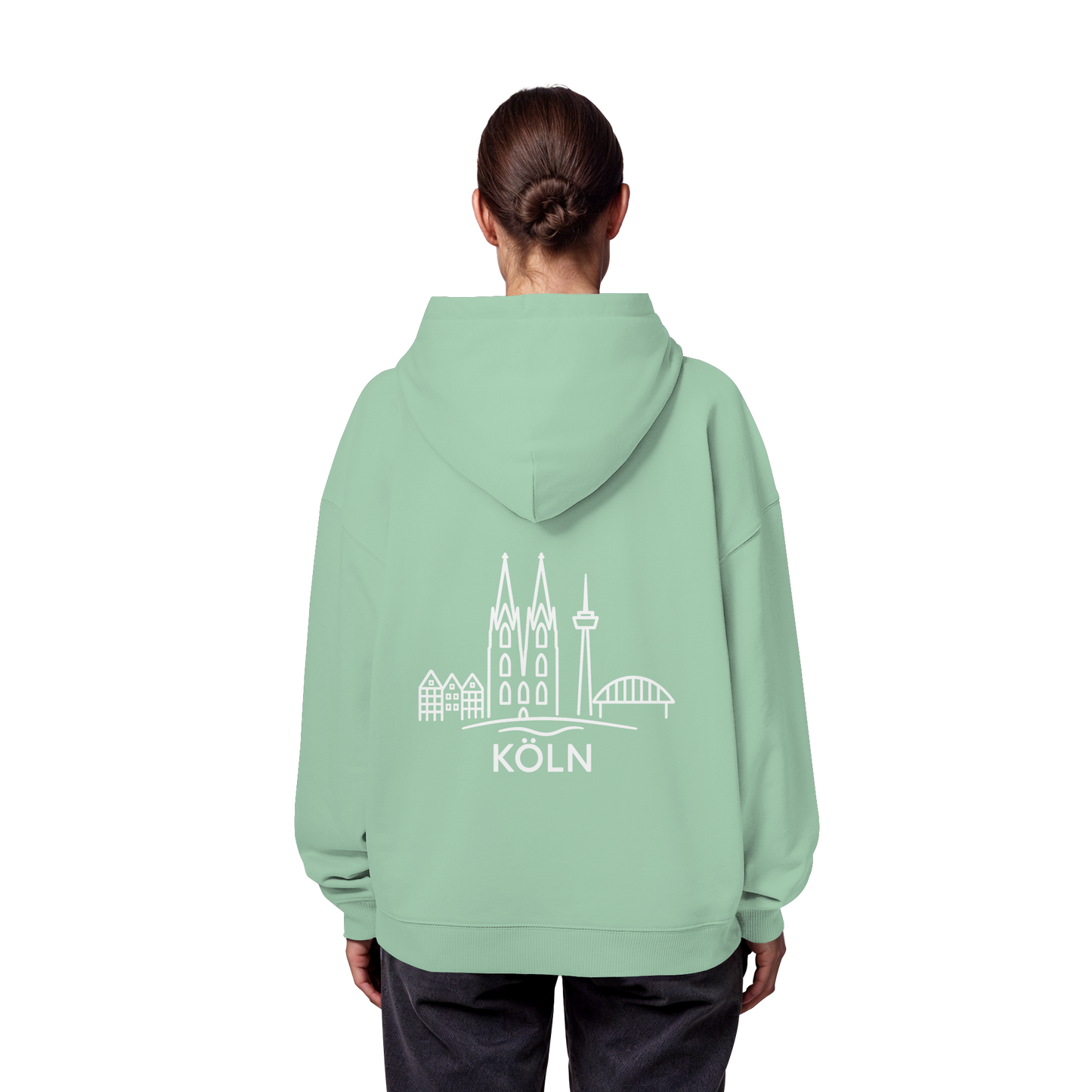 Köln Skyline (großer Druck auf dem Rücken) - Organic Oversize Hoodie