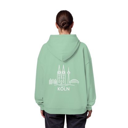 Köln Skyline (großer Druck auf dem Rücken) - Organic Oversize Hoodie