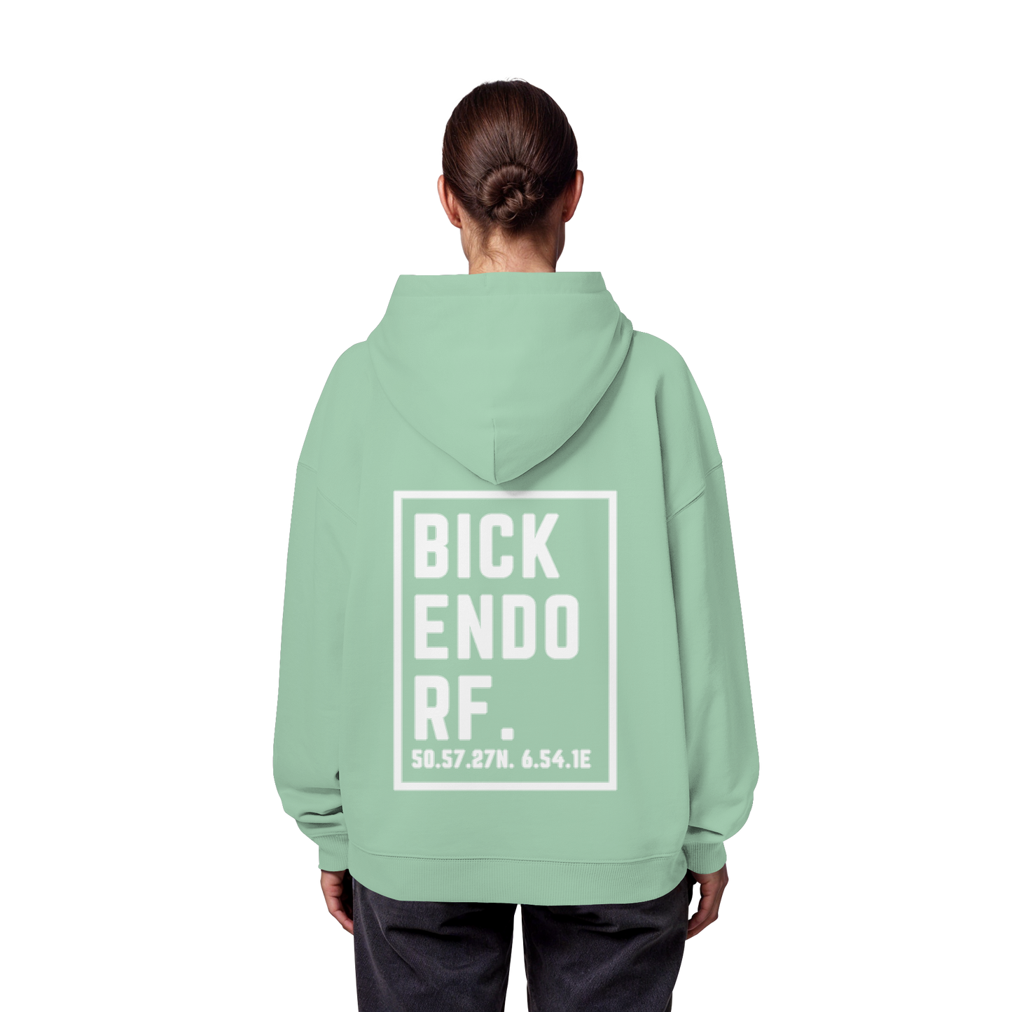 Bickendorf Koordinaten (großer Druck auf dem Rücken) - Organic Oversize Hoodie