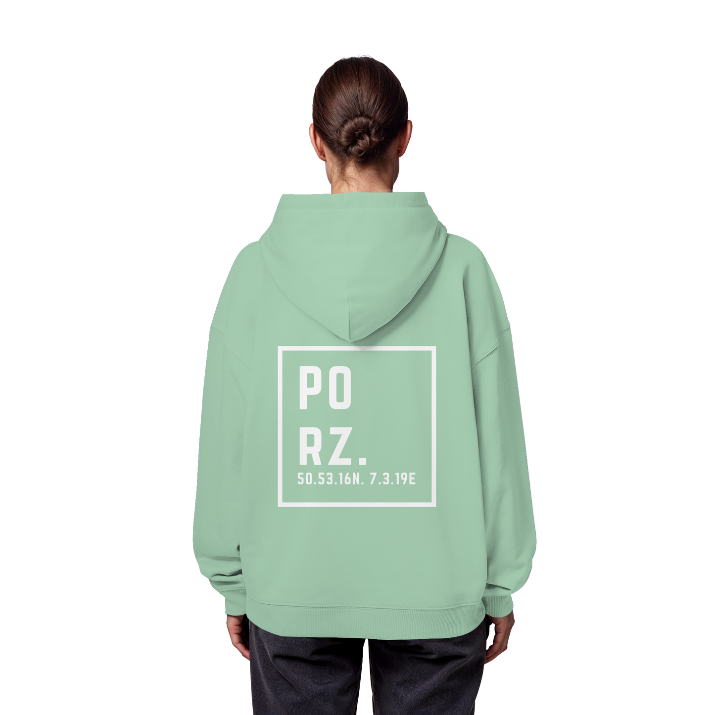 Porz Koordinaten (großer Druck Rücken) - Organic Oversize Hoodie