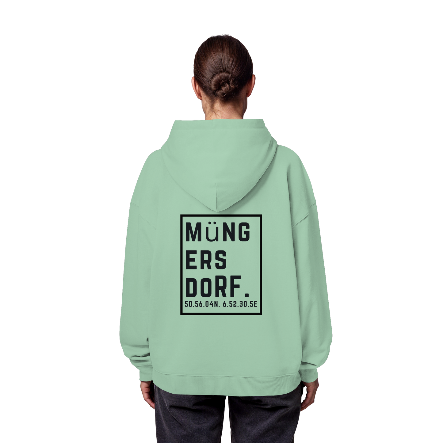 Müngersdorf Koordinaten (großer Druck auf dem Rücken) - Organic Oversize Hoodie