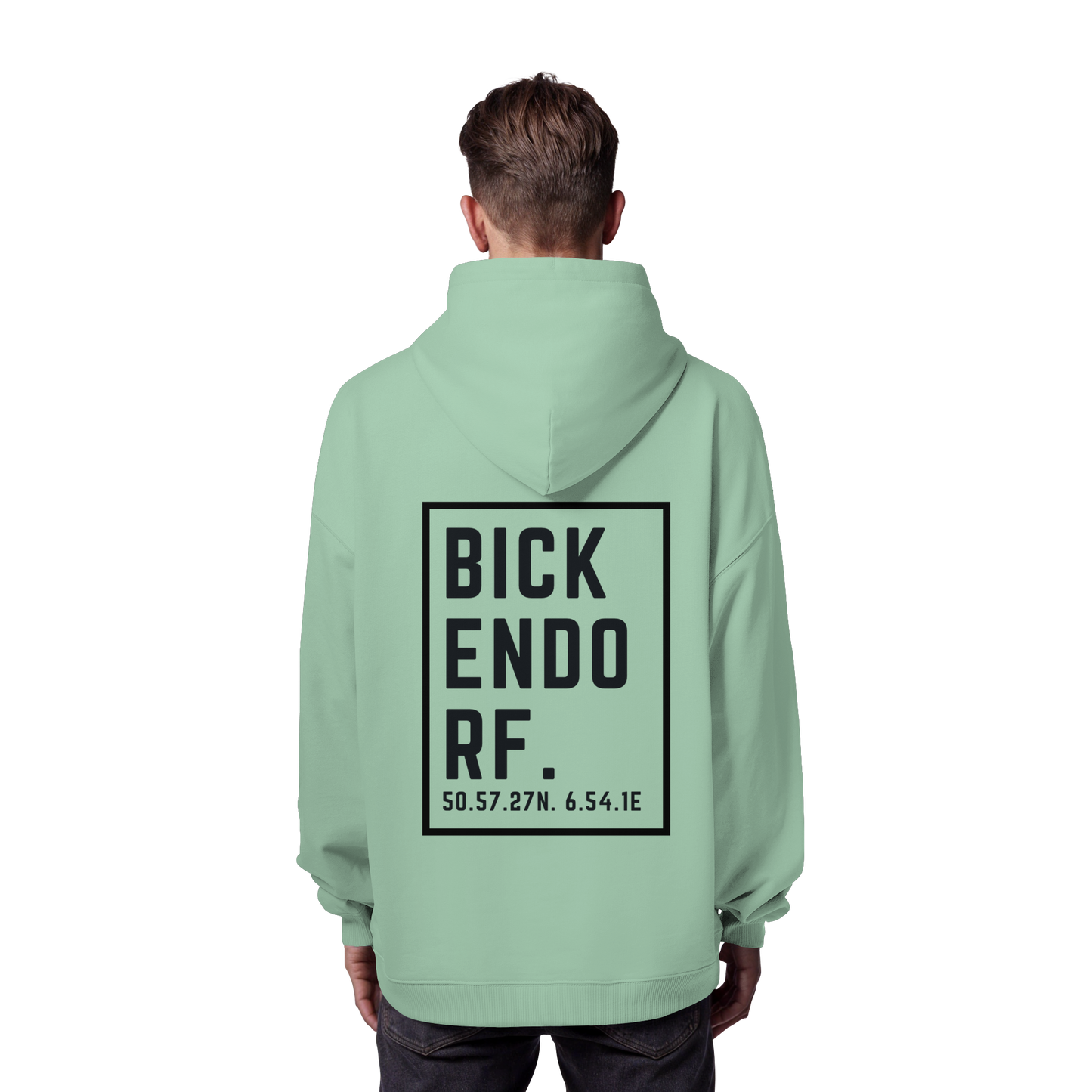 Bickendorf Koordinaten (großer Druck auf dem Rücken) - Organic Oversize Hoodie