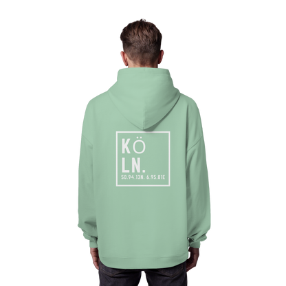 Köln Koordinaten (großer Druck auf dem Rücken) - Organic Oversize Hoodie