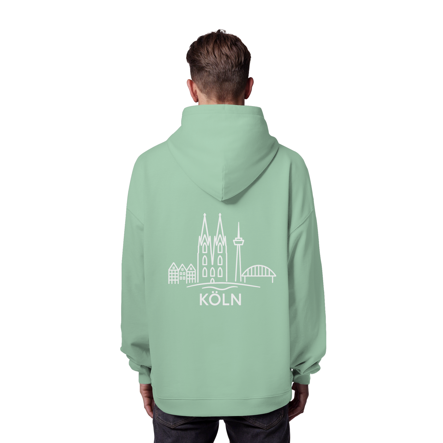 Köln Skyline (großer Druck auf dem Rücken) - Organic Oversize Hoodie