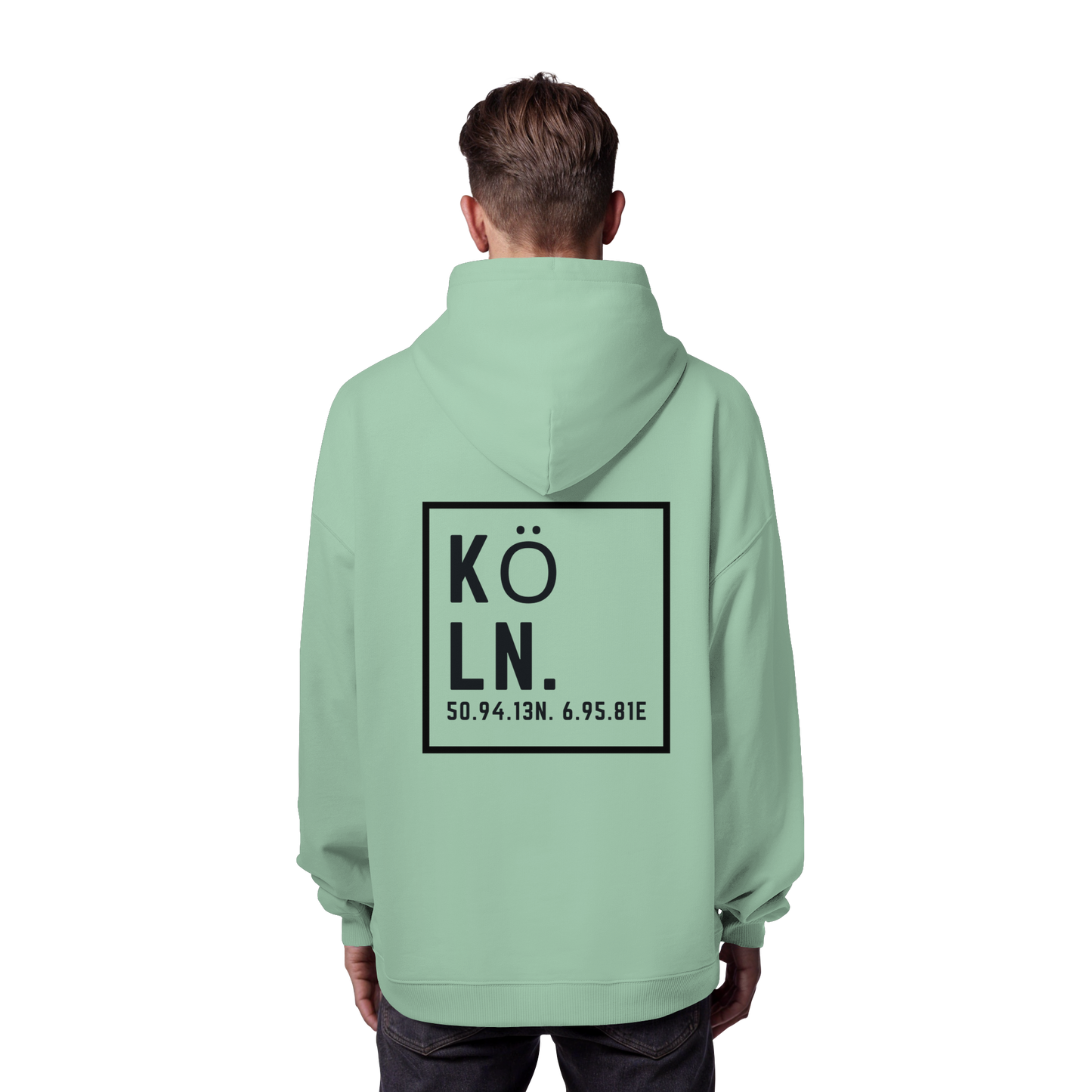 Köln Koordinaten (großer Druck auf dem Rücken) - Organic Oversize Hoodie