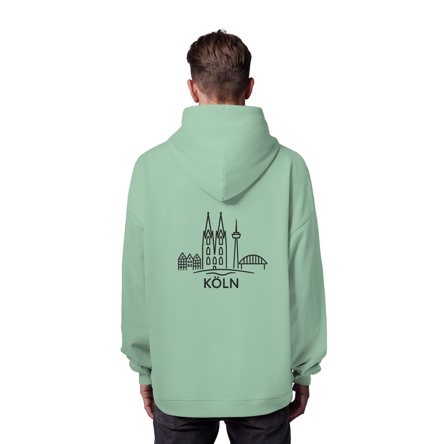 Köln Skyline (großer Druck auf dem Rücken) - Organic Oversize Hoodie