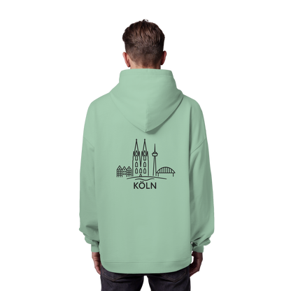 Köln Skyline (großer Druck auf dem Rücken) - Organic Oversize Hoodie