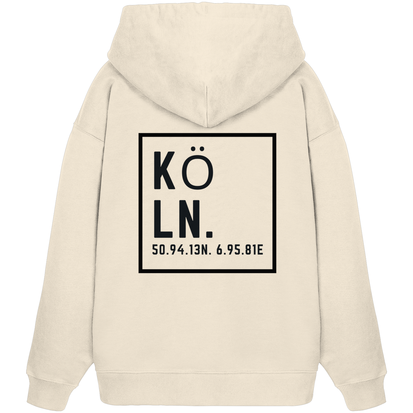 Köln Koordinaten (großer Druck auf dem Rücken) - Organic Oversize Hoodie